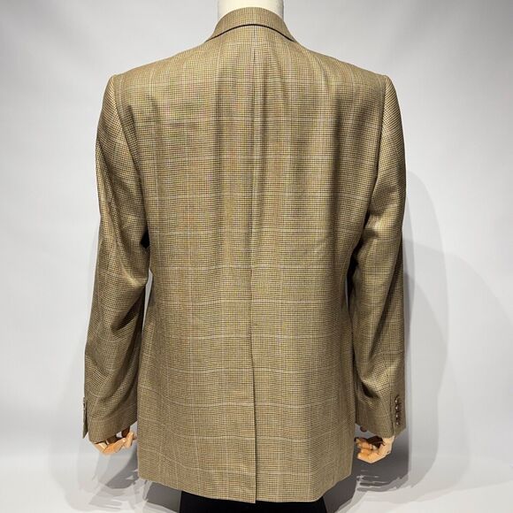 Lauren Ralph Lauren Men’s Beige Plaid Silk Wool Blazer Trim Fit Men’s Size 42L - Picture 2 of 10